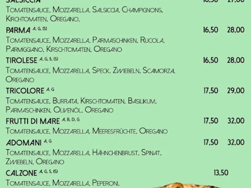 menu 1 of A Domani Pizza • Pasta • Bar