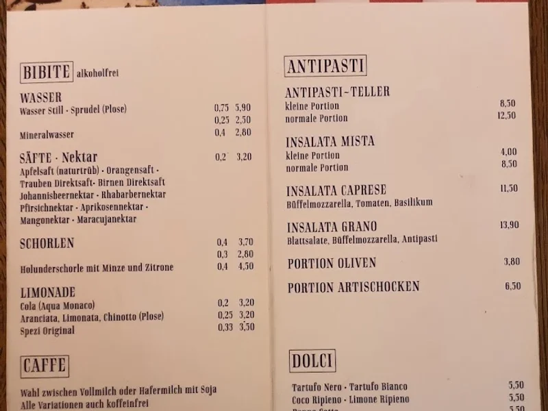 menu 0 of Pizzeria Grano