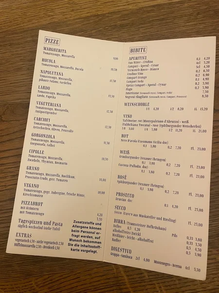 menu 2 of Pizzeria Grano