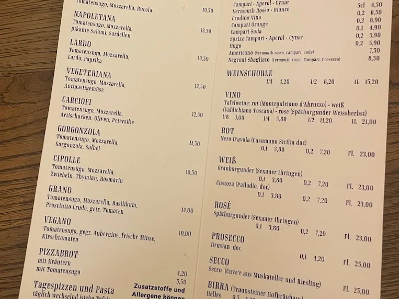 menu 2 of Pizzeria Grano