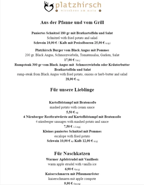 menu 1 of Paulaner Platzhirsch am Main