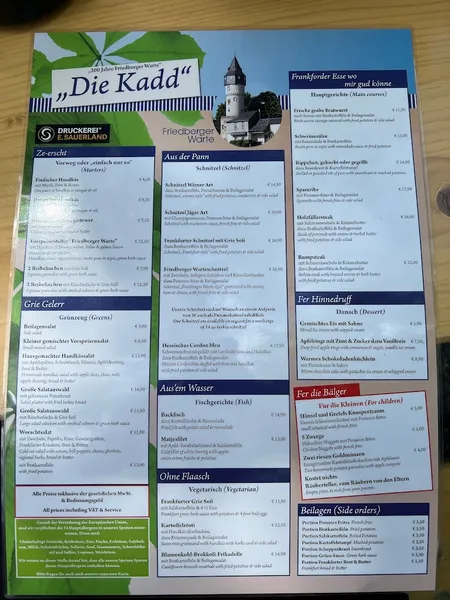 menu 1 of Bier- & Apfelweinlokal Friedberger Warte
