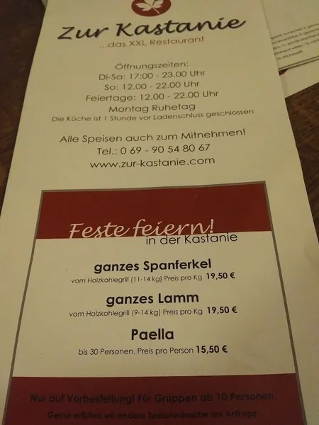 menu 1 of Zur Kastanie Frankfurt