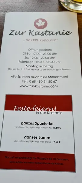 menu 2 of Zur Kastanie Frankfurt