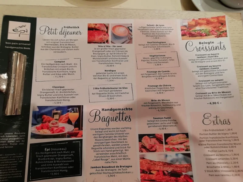 menu 2 of épi boulangerie patisserie