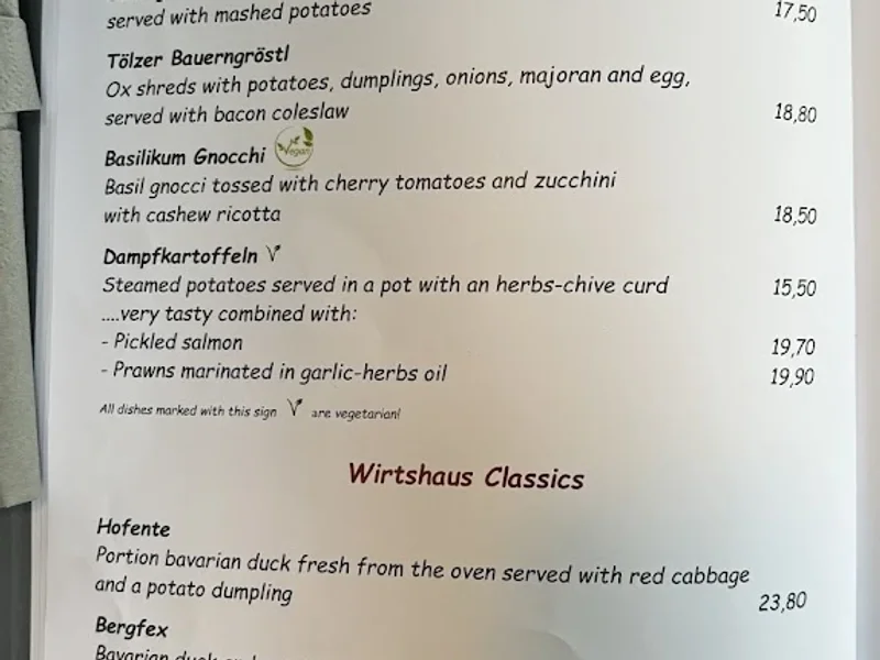 menu 1 of Wirtshaus in der Au