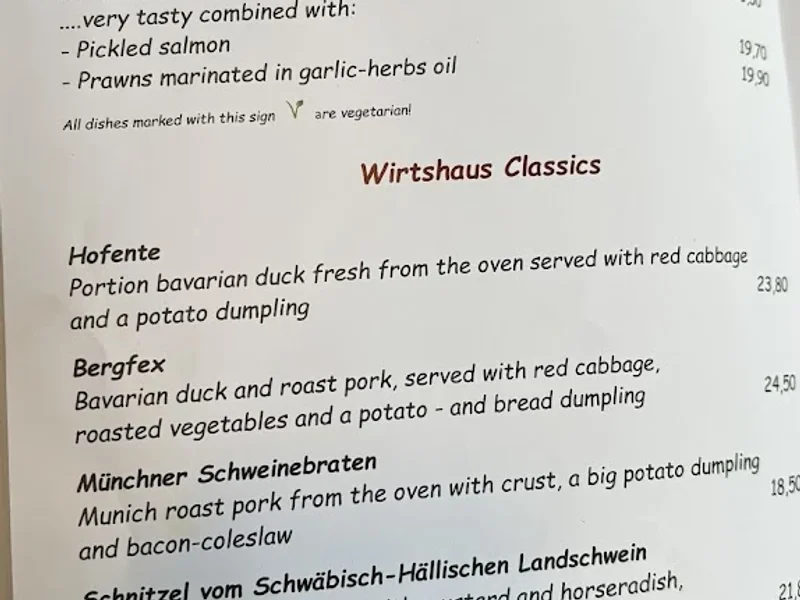 menu 2 of Wirtshaus in der Au