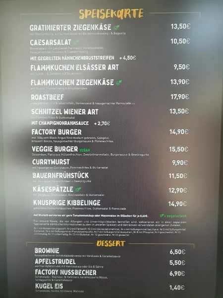 menu 2 of Factory Hasselbrook