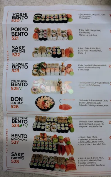 menu 1 of I LOVE SUSHI