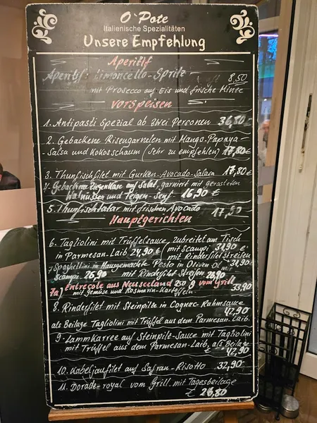 menu 0 of O´Pote