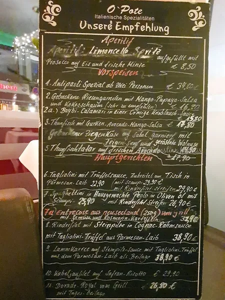 menu 1 of O´Pote