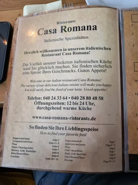 menu 1 of Casa Romana - Ristorante Italiano