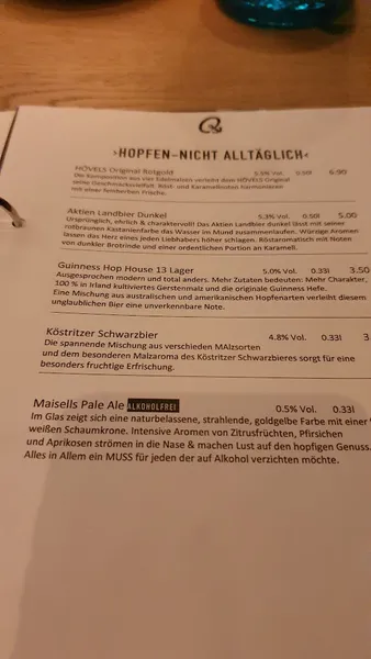 menu 2 of JUSTUS Restaurant Bremen