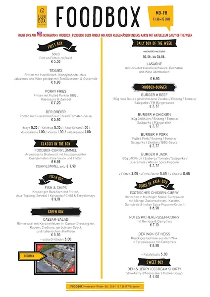 menu 0 of FOOD BOX PUSDORF