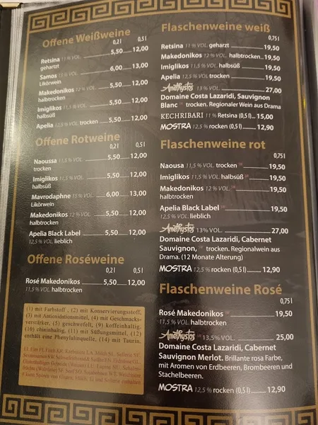 menu 0 of Aphrodite