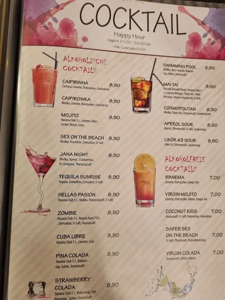 menu 1 of Aphrodite