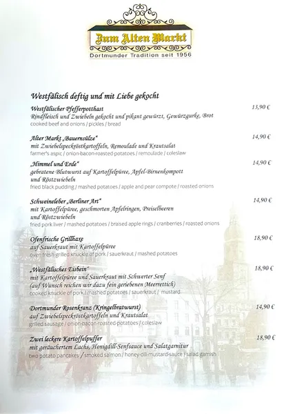 menu 2 of Zum Alten Markt