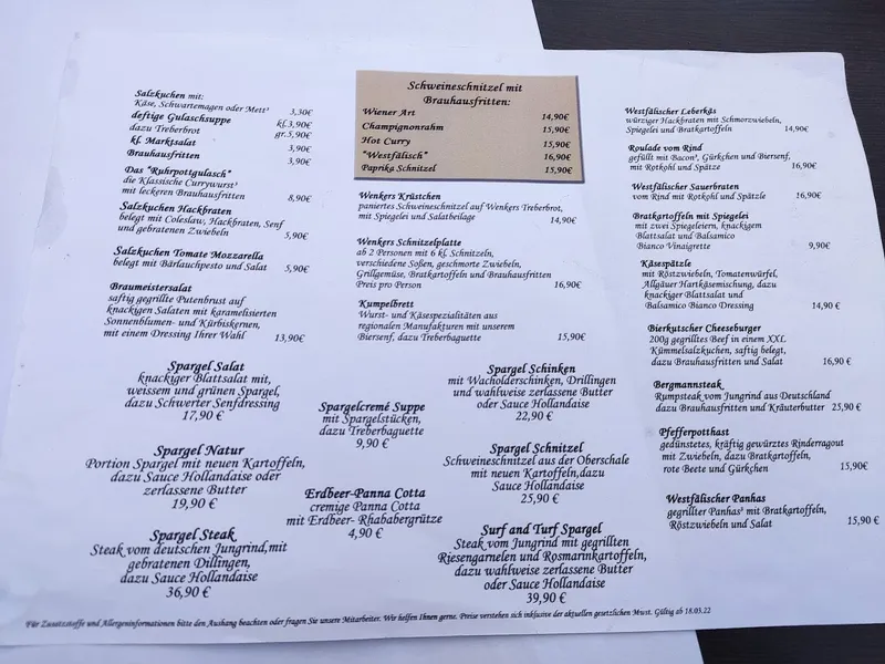 menu 1 of Wenkers am Markt