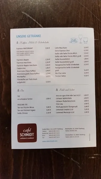 menu 0 of Café Schmidt Othmarschen