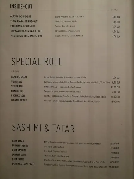 menu 1 of Enso Sushi & Grill