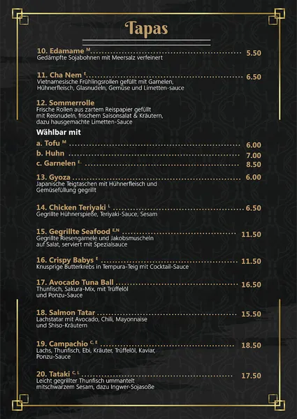 menu 2 of Gin Sushi & Bar