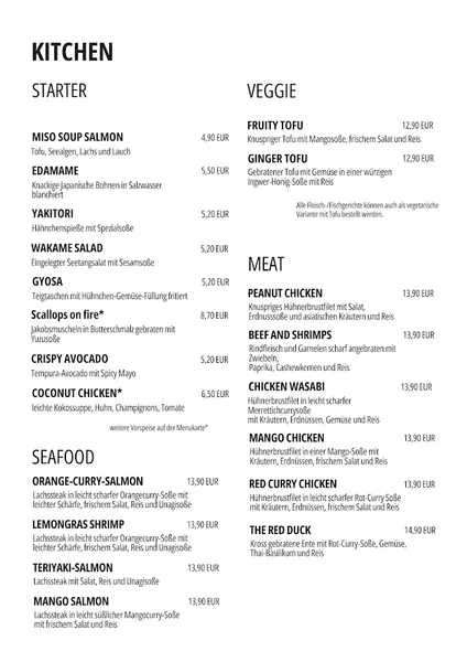 menu 0 of Origami Restaurant