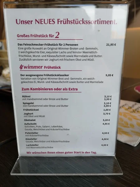 menu 1 of Privat Bäckerei Wimmer