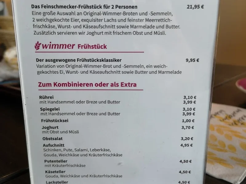 menu 1 of Privat Bäckerei Wimmer