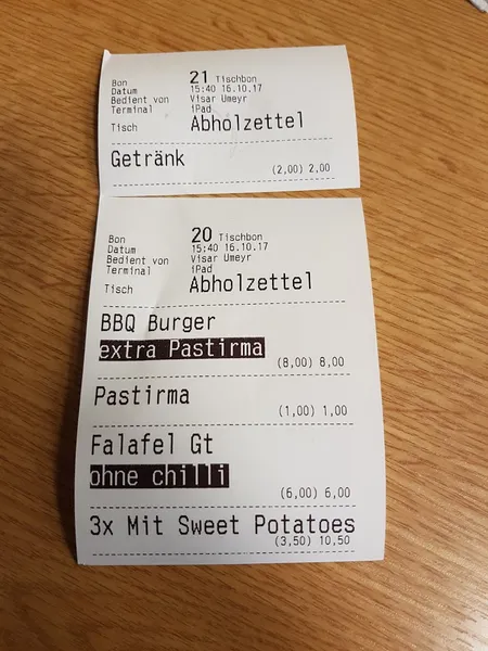 menu 2 of Roasters Burgers Dortmund