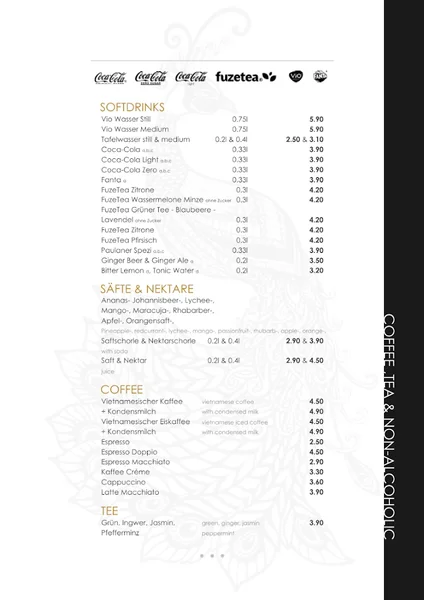 menu 0 of Peacock & Koi