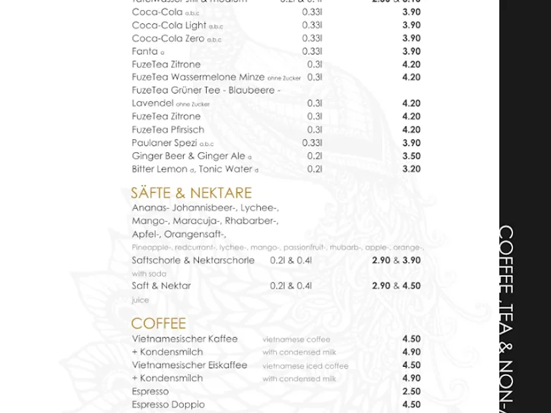 menu 0 of Peacock & Koi