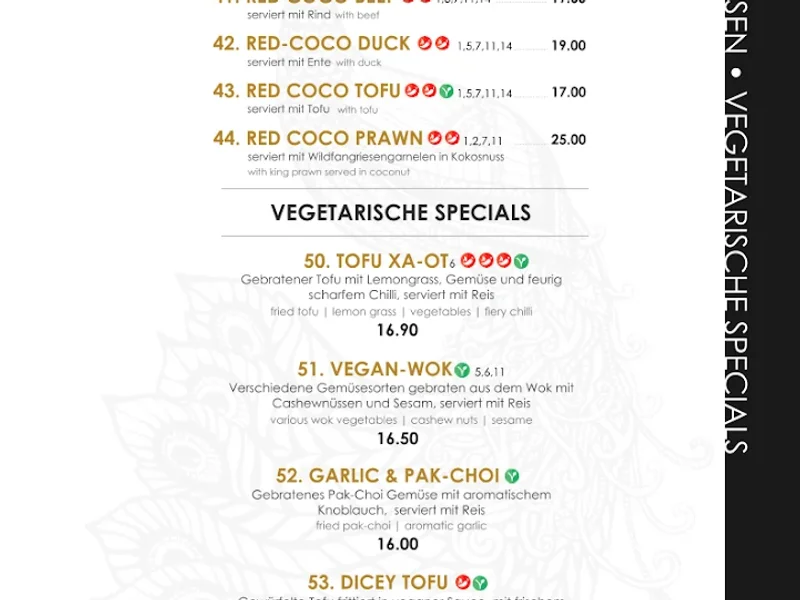 menu 1 of Peacock & Koi