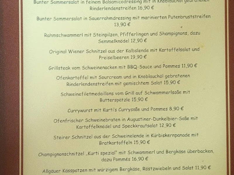 menu 0 of Gaststätte Freiland