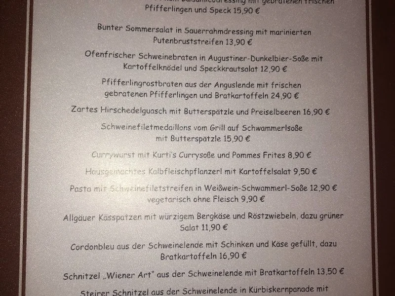 menu 2 of Gaststätte Freiland