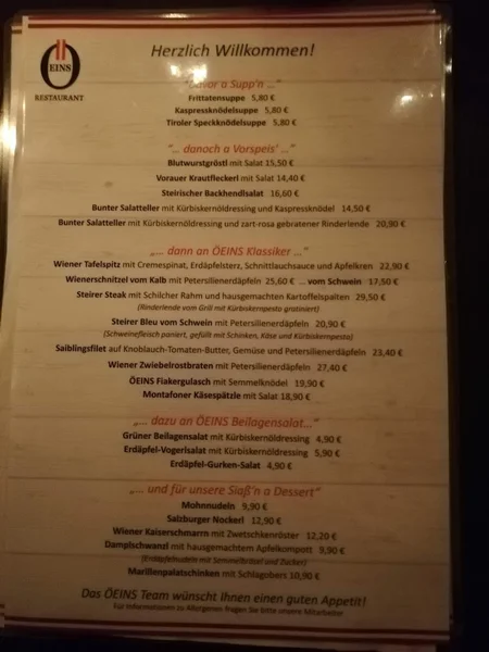 menu 0 of ÖEINS Schwabing