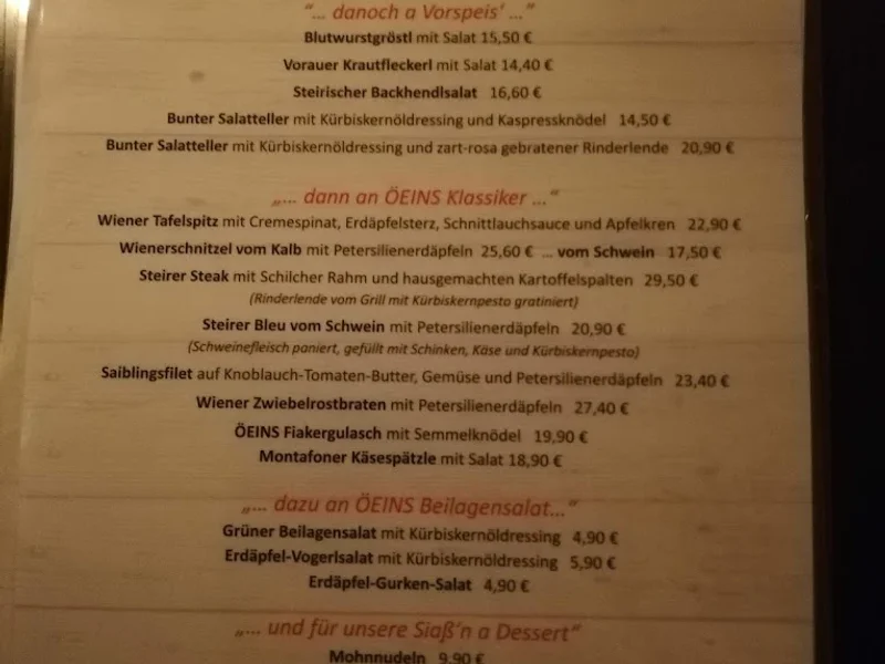 menu 0 of ÖEINS Schwabing