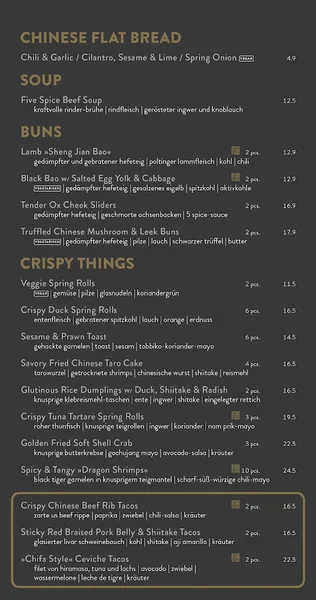 menu 0 of The Hutong Club