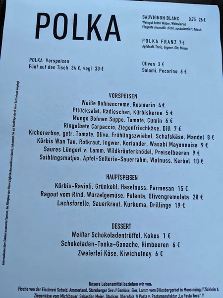 menu 0 of POLKA Speiselokal