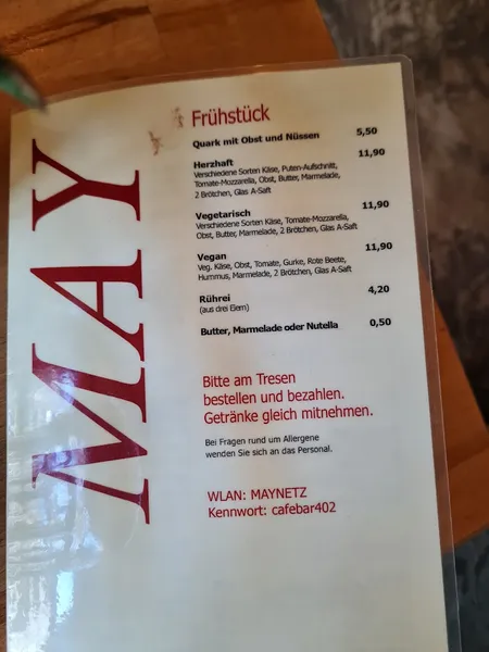 menu 0 of Café May