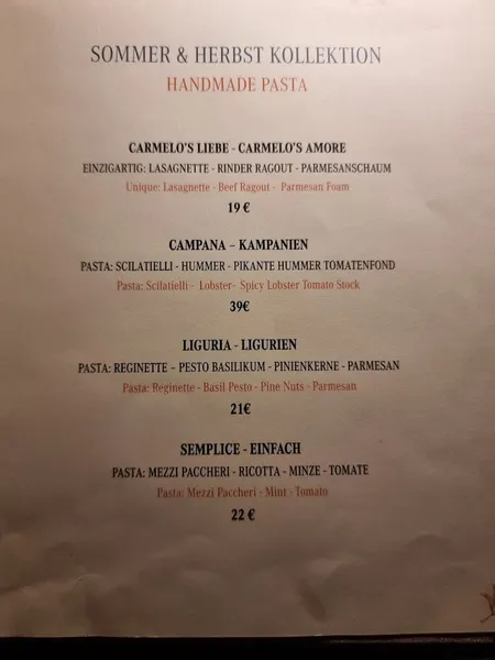 menu 0 of Via Monte Napoleone Restaurant