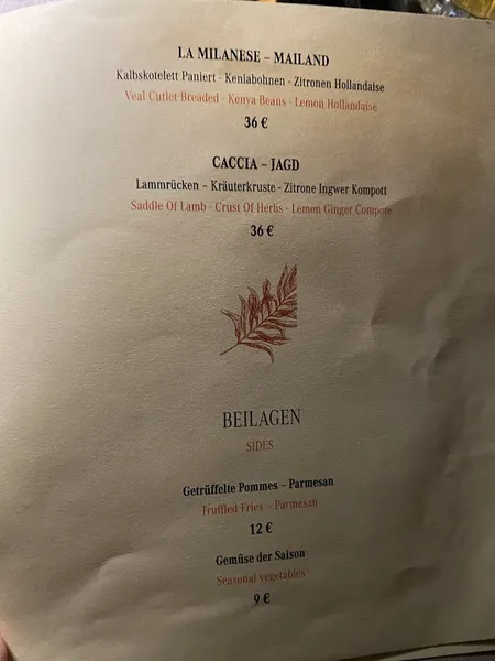 menu 2 of Via Monte Napoleone Restaurant
