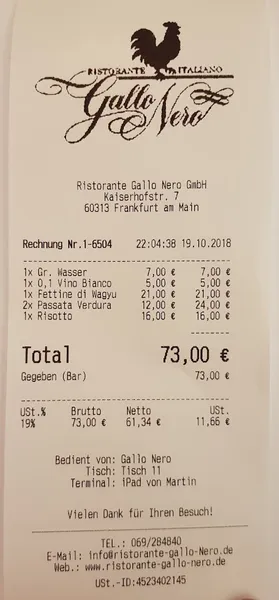 menu 2 of Ristorante Gallo Nero
