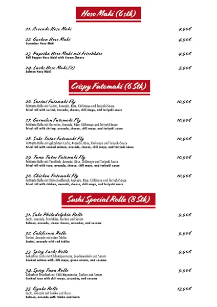 menu 1 of Tampopo Ramen & Sushi