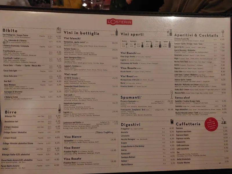 menu 0 of L'Osteria Hannover Vahrenwalder