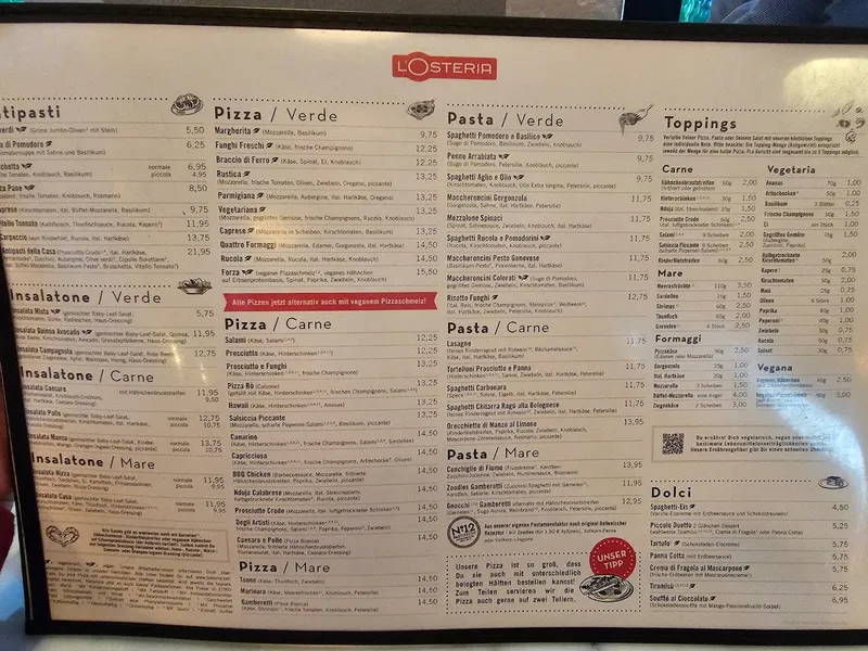 menu 1 of L'Osteria Hannover Vahrenwalder