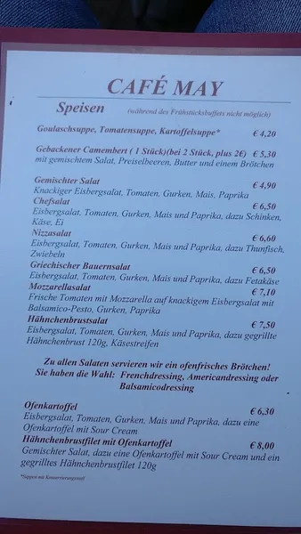 menu 0 of Café May