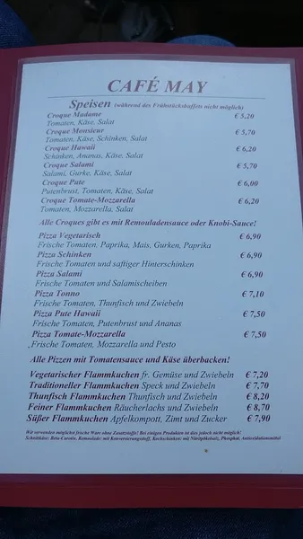 menu 1 of Café May