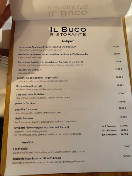 menu 0 of Il Buco Ristorante