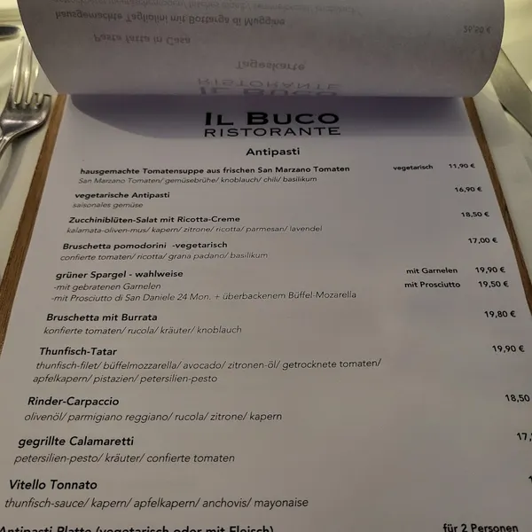 menu 2 of Il Buco Ristorante