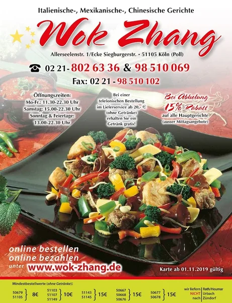 menu 0 of Wok Zhang